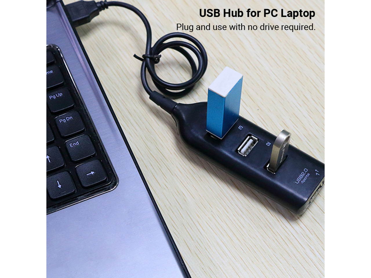 USB Hub 2.0Multi USB Splitter Hub  4-Ports Use Power Adapter Expanderfor PC Laptop Computer