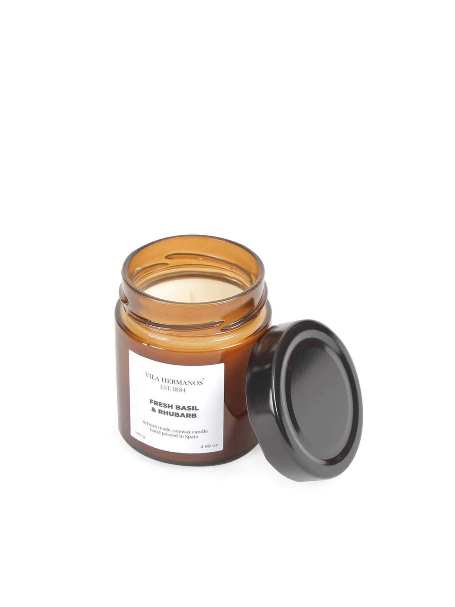 Home4U Vila Hermanos Apothecary Fresh Basil & Rhubarb Brown Wax Jar Candle