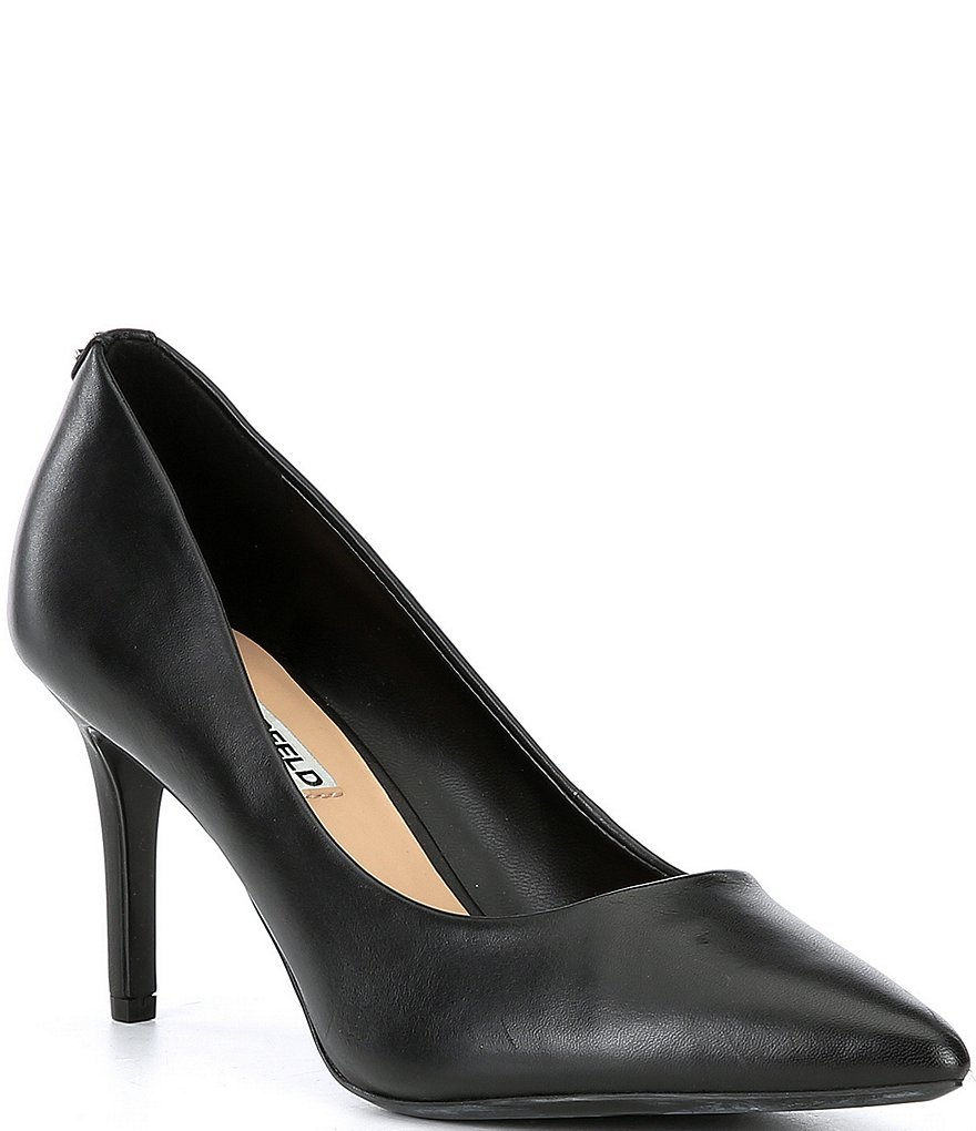 KARL LAGERFELD PARIS Royale Pointed Toe Leather Pumps