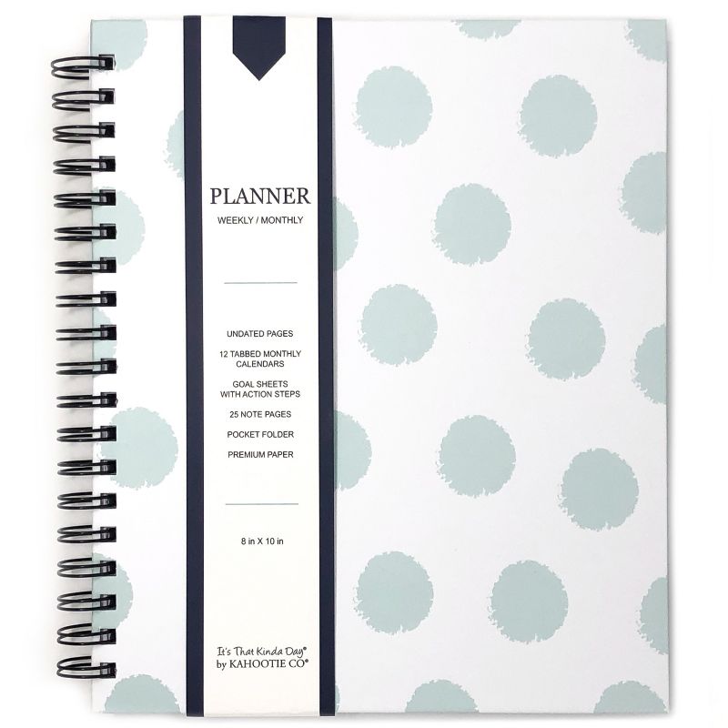 Undated Weekly Planner 8" X 10" Teal Polka Dots - Kahootie Co