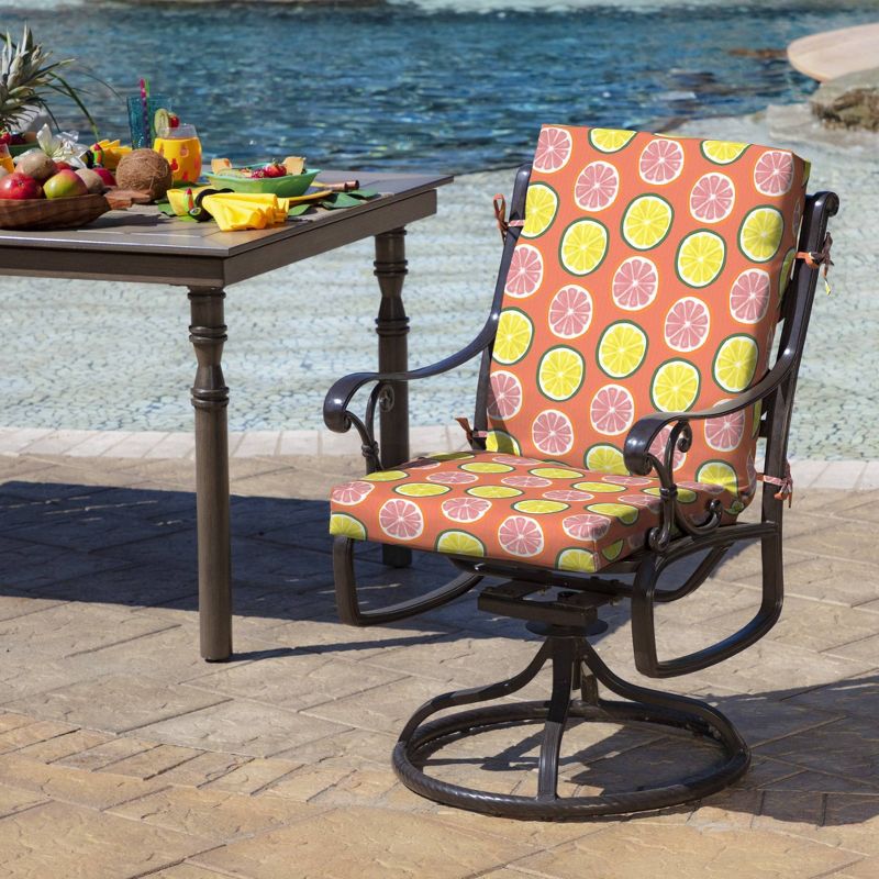 Arden Selections Watercolor Citrus Outdoor High Back Dining Chair Cushion