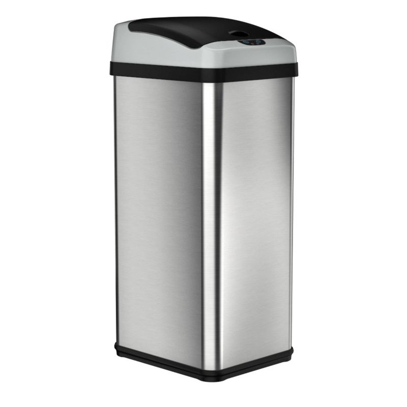 halo quality 13gal Platinum Rectangular Stainless Steel Motion Sensor Trash Can