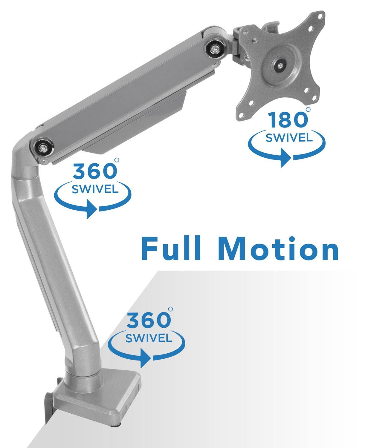 Mount-It! Single Monitor Arm Mount | Desk Stand | Full Motion Height Adjustable Articulating Mechanical Spring Arm | Fits 24 27 29 30 32 Inch VESA Compatible Computer Screen | C-Clamp and Grommet Base