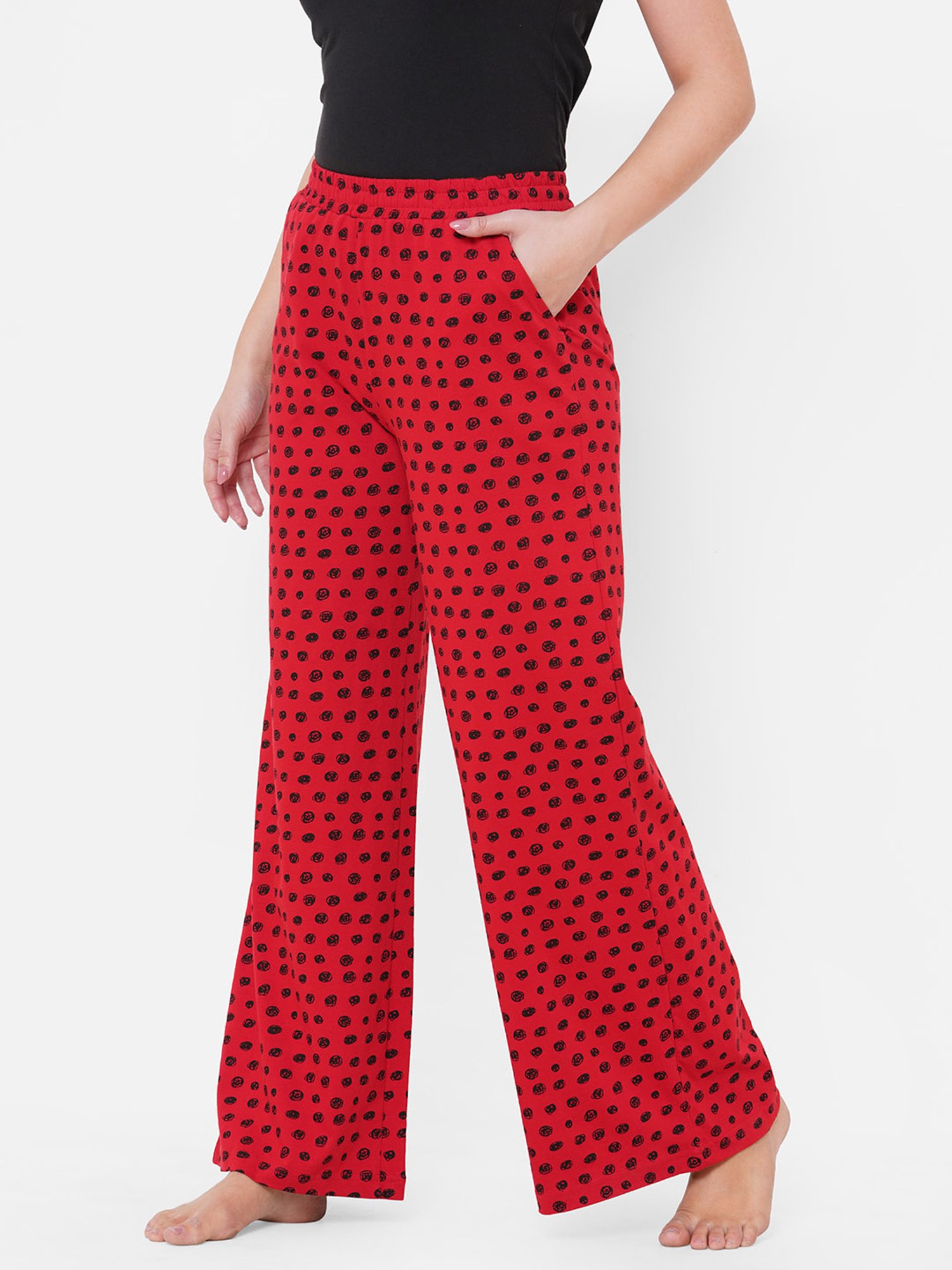 Mystere Paris Maroon & Black Polka Dot Pyjamas