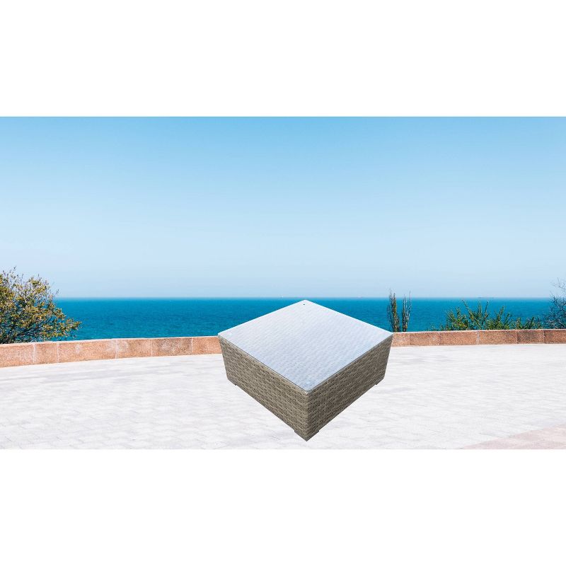 Bali Patio Wicker Glass Top Coffee Table - Teva Patio Furniture