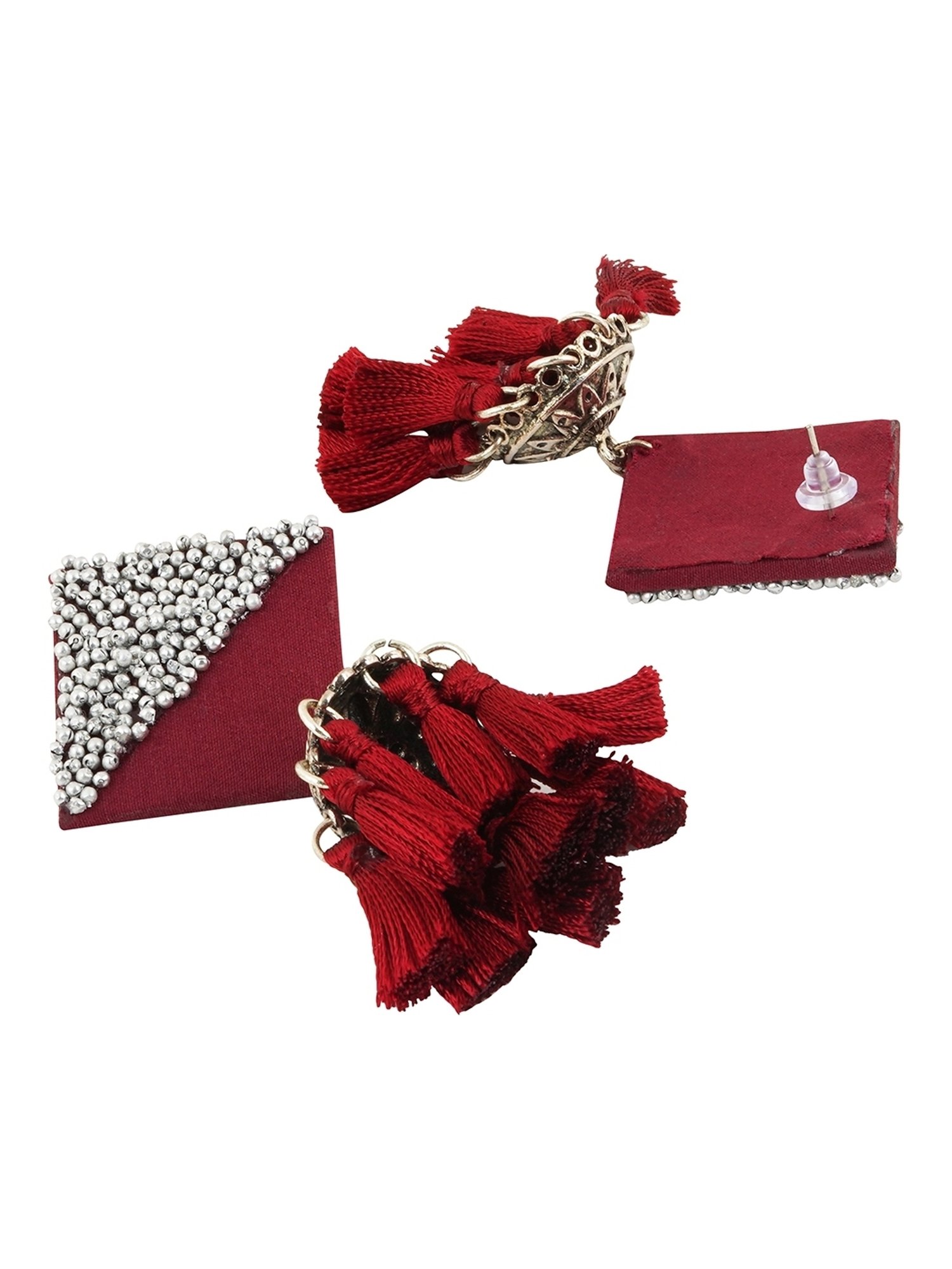 Teejh Ethnic Samreen Maroon Tassel Jhumki Earring