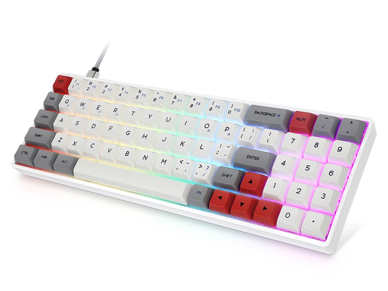 SK71 71 Keys Wired Mechanical Keyboard Gaming Keyboard with RGB Backlit, PBT Keycaps, Arrow Keys, Direction Keys, IP6X Dustproof Waterproof Hot Swappable for Win/Mac/Gaming(Mechanical Optical Axis)