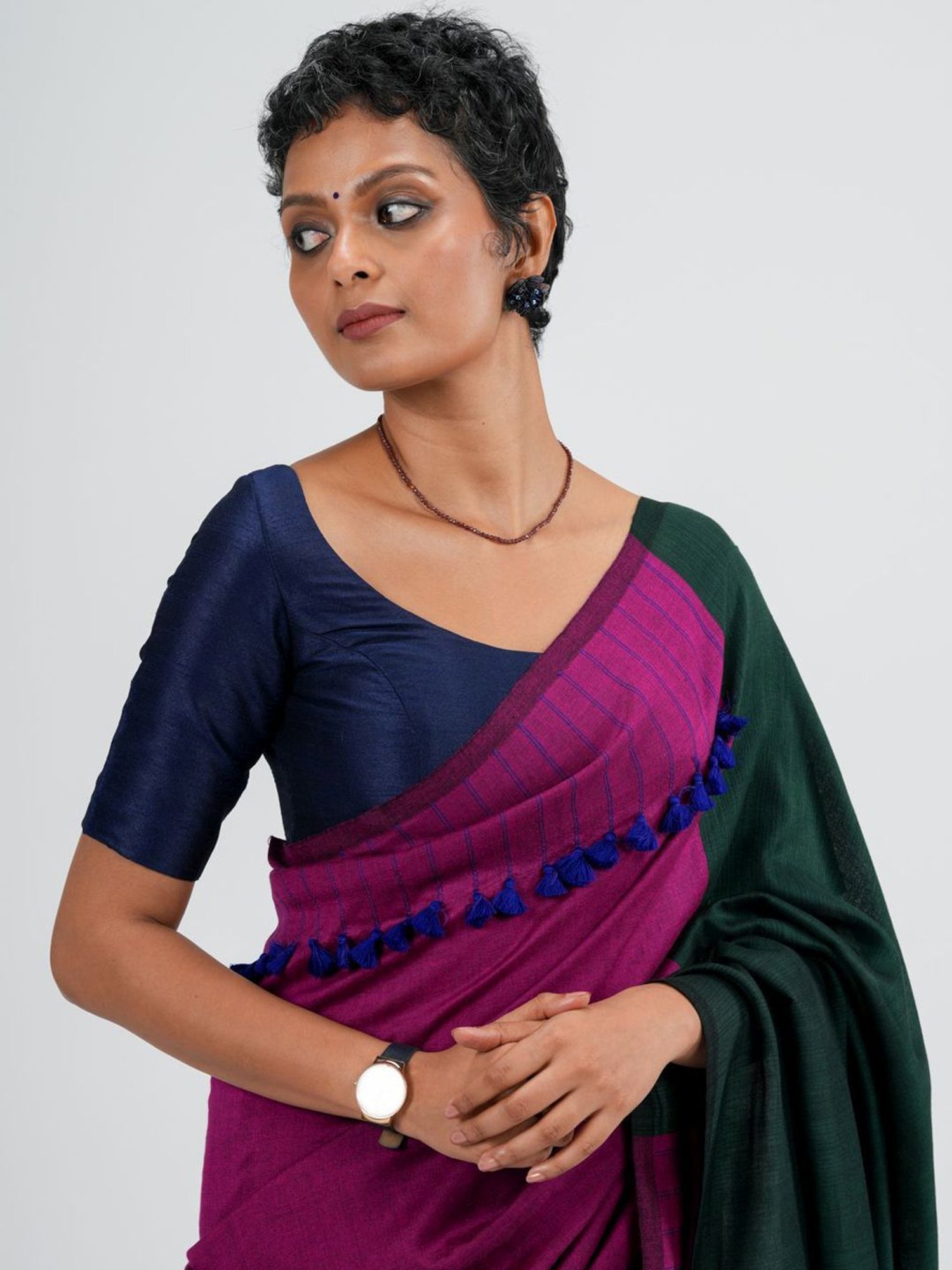 Suta Blue Round neck Blouse