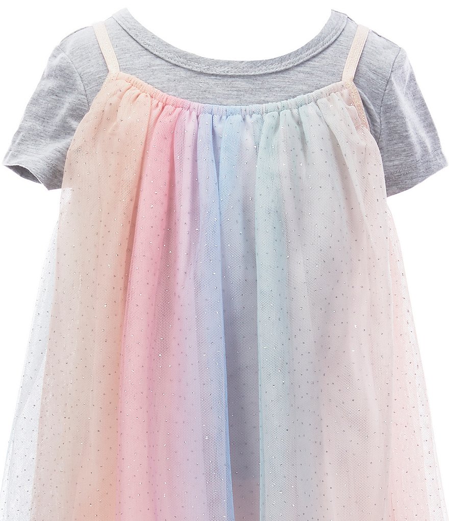 Zunie Little Girls 4-6X Short-Sleeve Tee & Tiered Ombre Dress Set