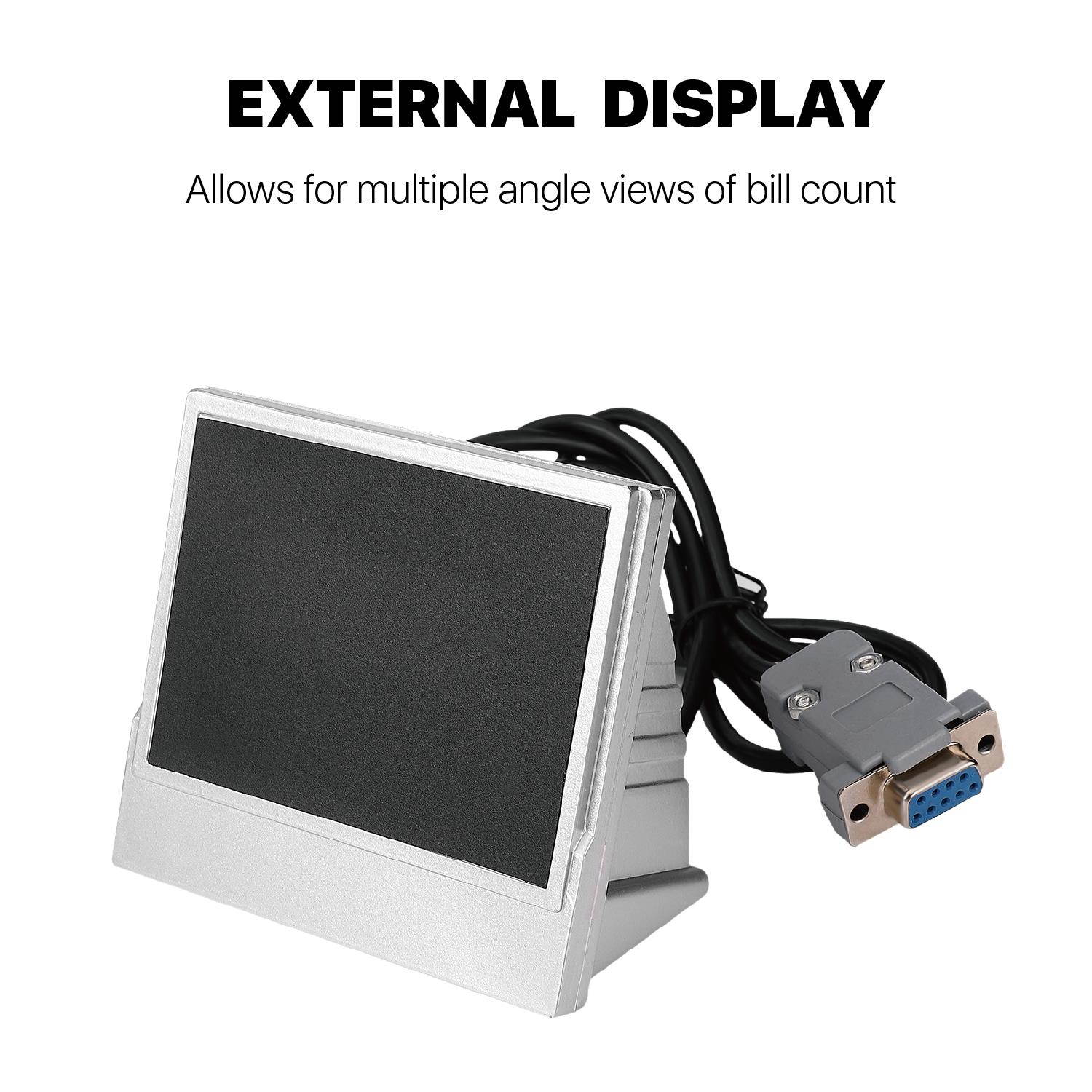 Money Bill Counter Machine with Fake UV, MG, IR Counterfeit - Portable Digital Electronic Cash Currency Banknote Counting Automatic Detection Systems and External LCD Display for Bank Store