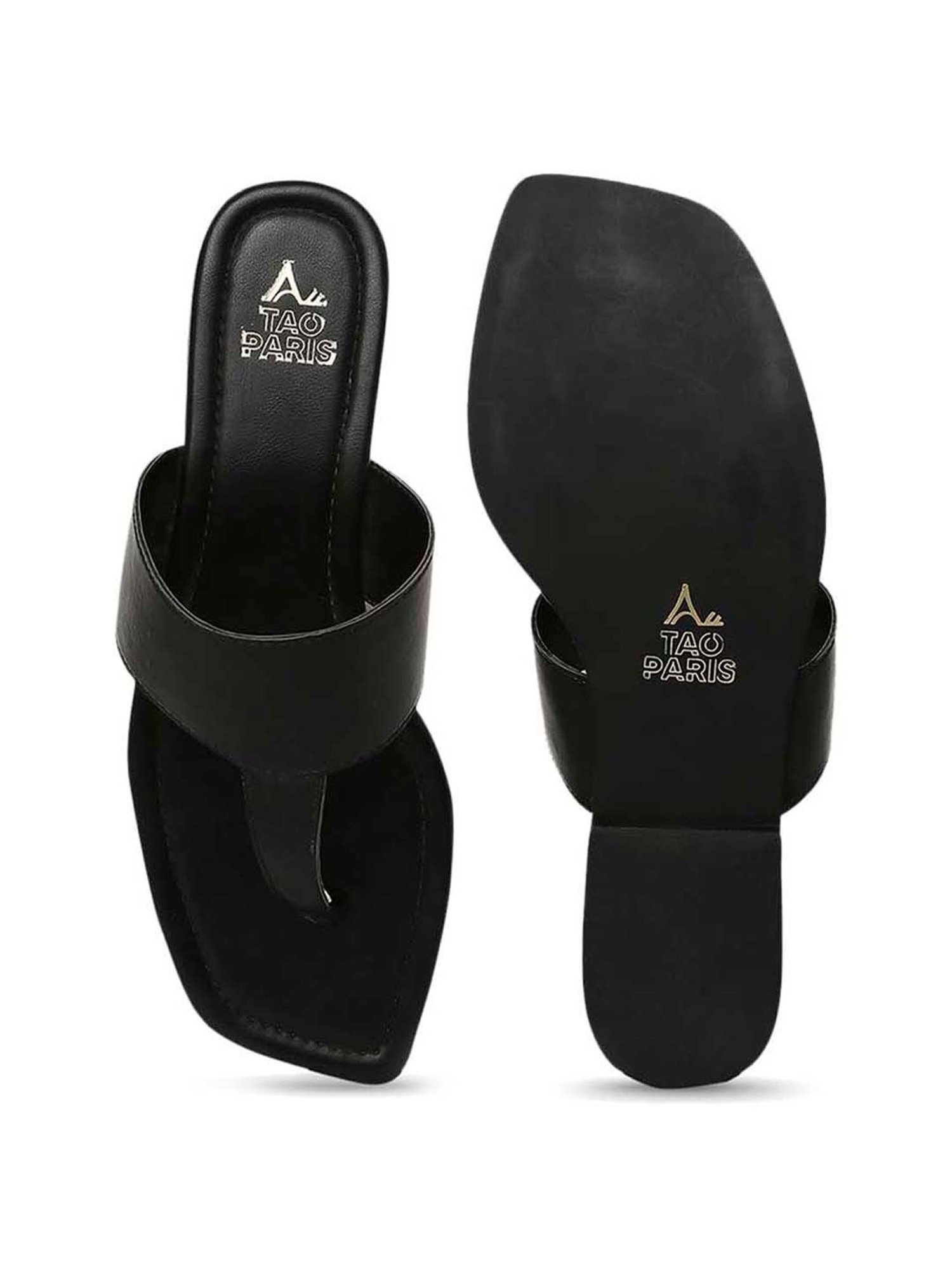 Tao Paris Women's Elle Black T-Strap Sandals