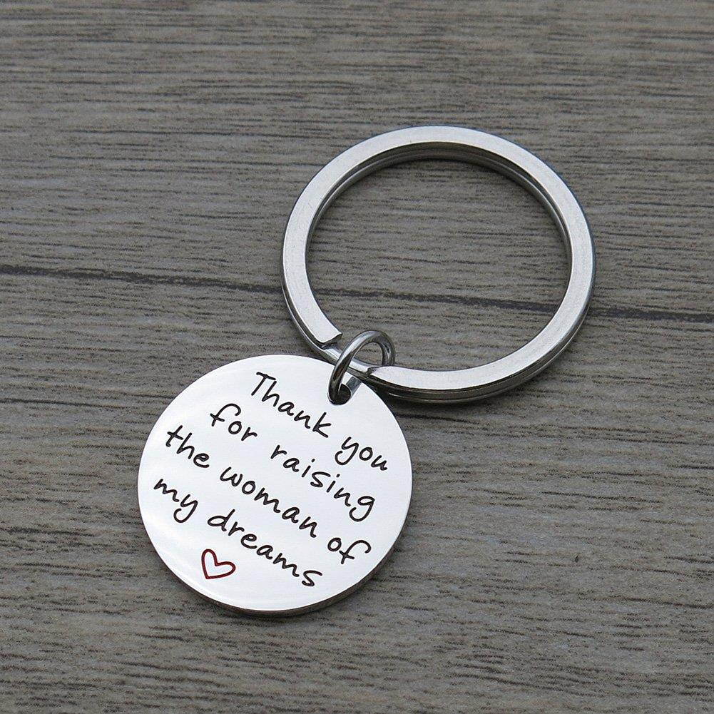 Thank You for Raising the Woman of My Dreams Mother Gift Mother in Law Future Mother Groom Bride Wedding Stainless Steel Pendant Keychain Key Ring