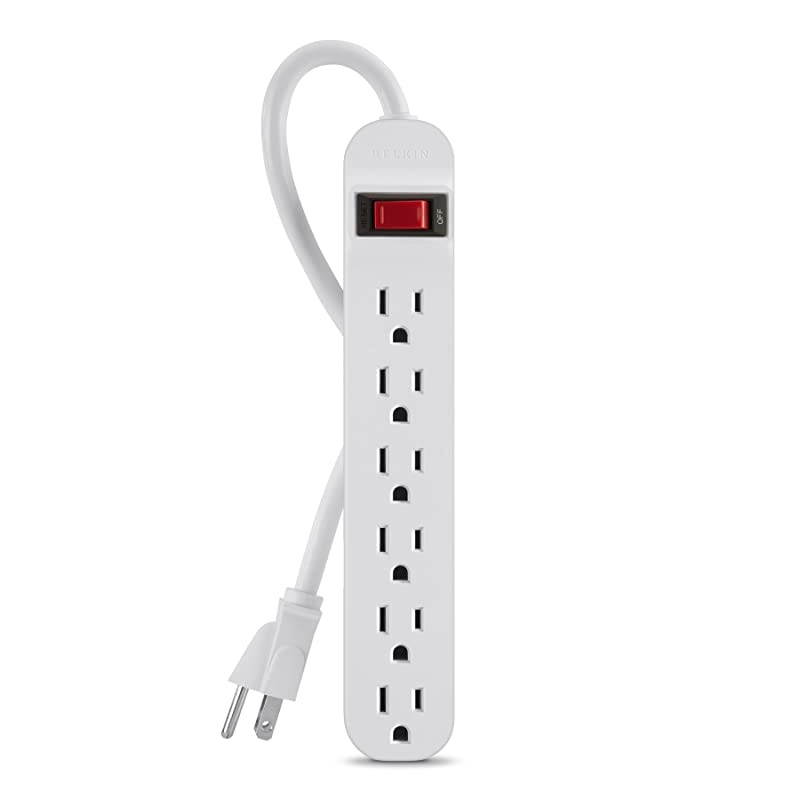 6Outlet Power Strip with 3Foot Power Cord F9P60903White