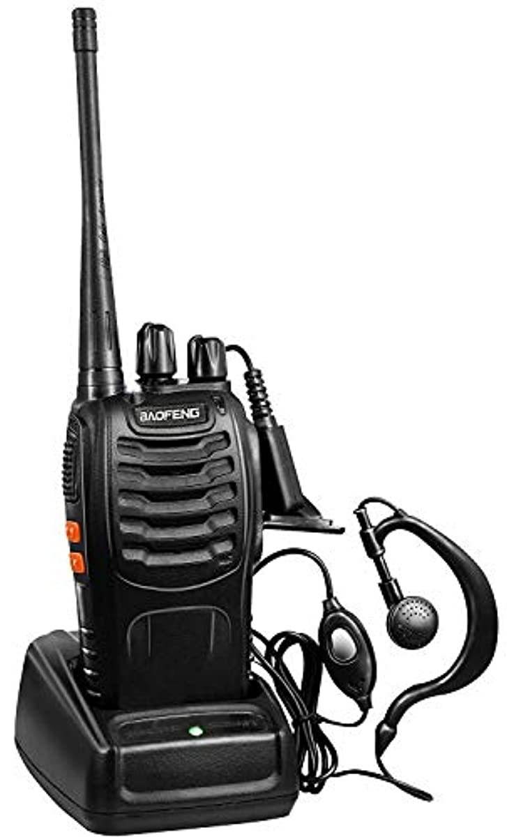 BaoFeng Two Way Radios Long Range FRS Walkie Talkies with Earpiece 3 Pack UHF Handheld Reachargeble Interphone for Adults or Kids Biking Hiking Camping Li-ion Battery and Charger Included