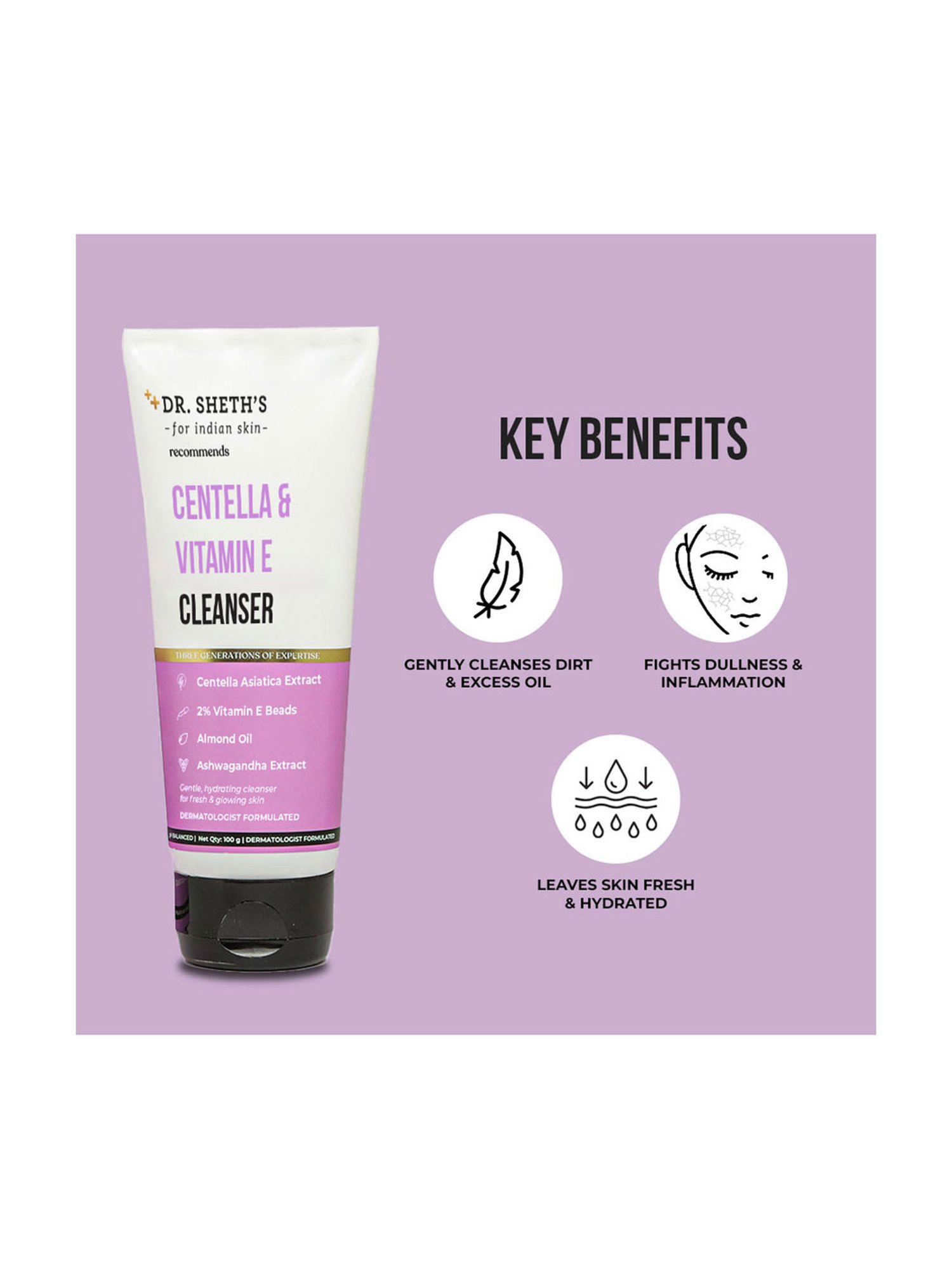 Dr. Sheth's Centella & Vitamin E Cleanser - 100 ml