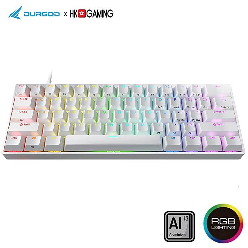 HK Venus RGB Mechanical Gaming Keyboard - 60% Layout - Double Shot PBT Cherry Profile - NKRO - USB Type C - Aluminium Chassis (Gateron Brown, Black)