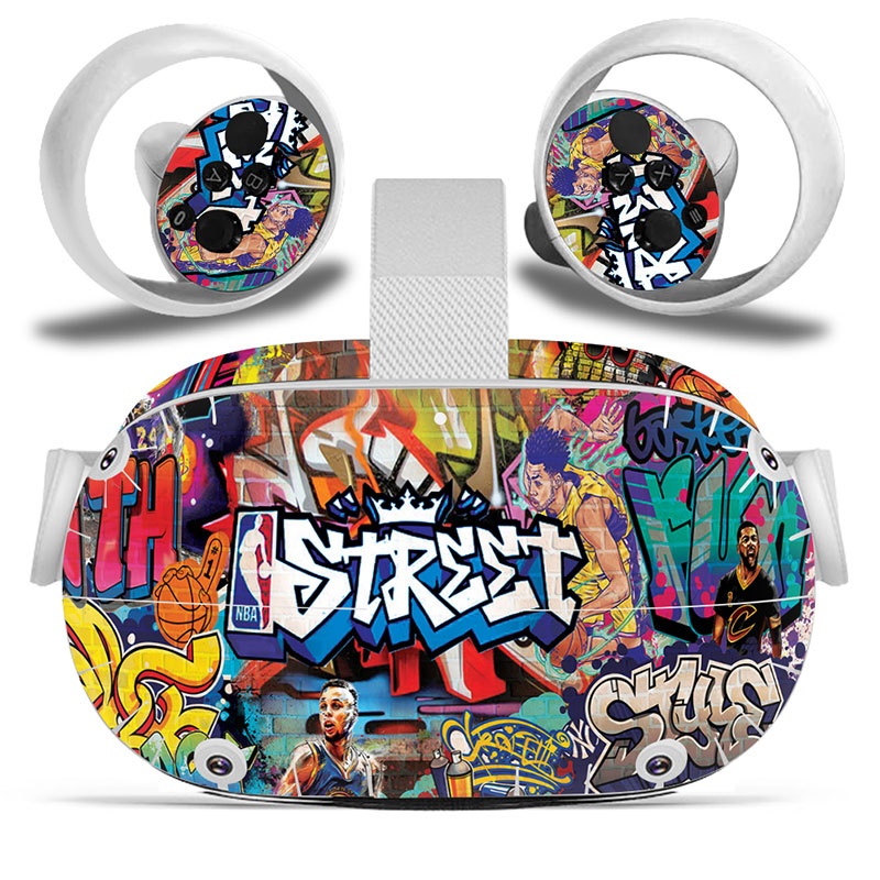 Amify Vinyl Skin Sticker for Oculus Quest 2 VR Headset Controller PVC Decals Cute Cartoon Wrap Cover for Oculus Quest 2 Accessories