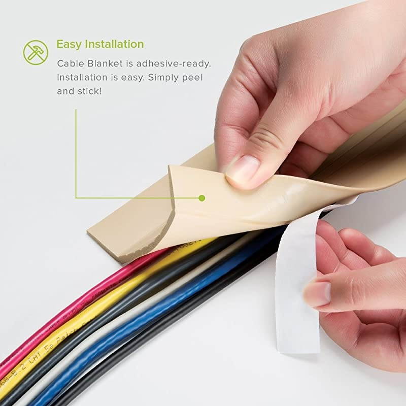 10FT Cable Blanket Low Profile Cord Cover and Protector Beige