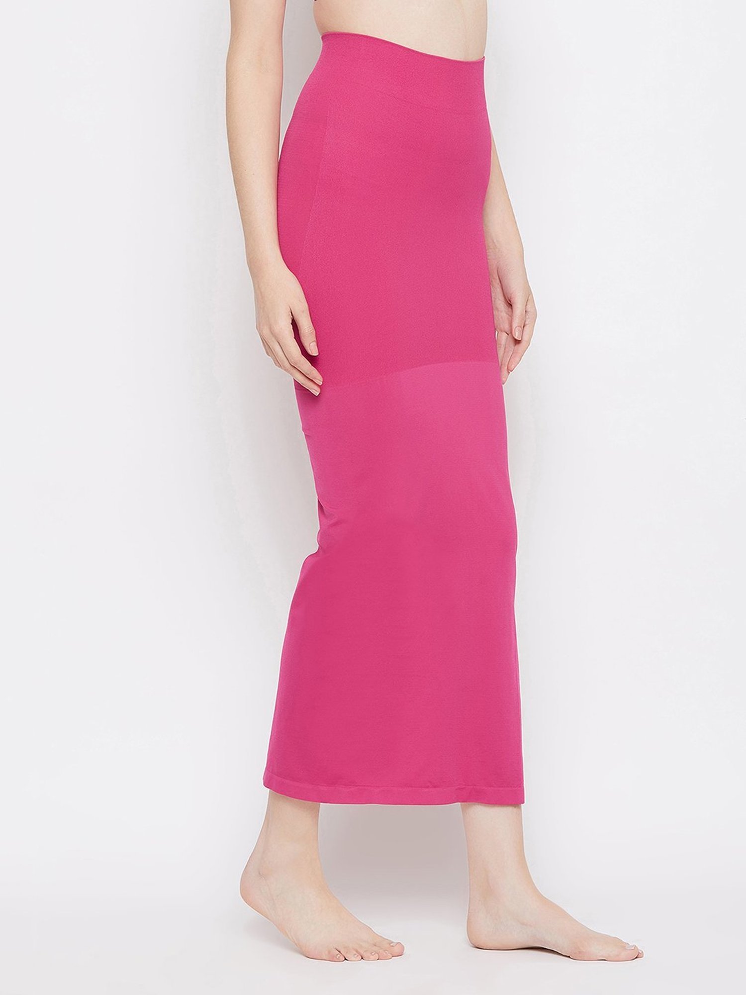 Clovia Pink Plain Saree Shapewear