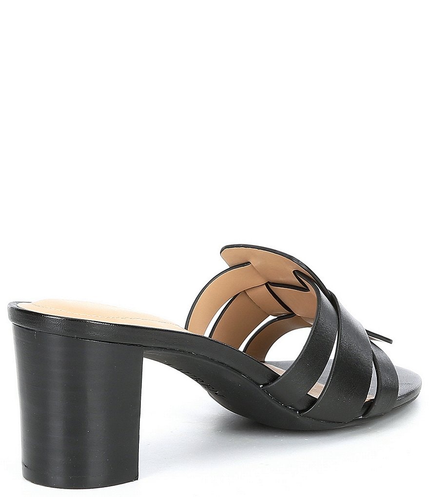 Lauren Ralph Lauren Whitnee Woven Leather Block Heel Mules