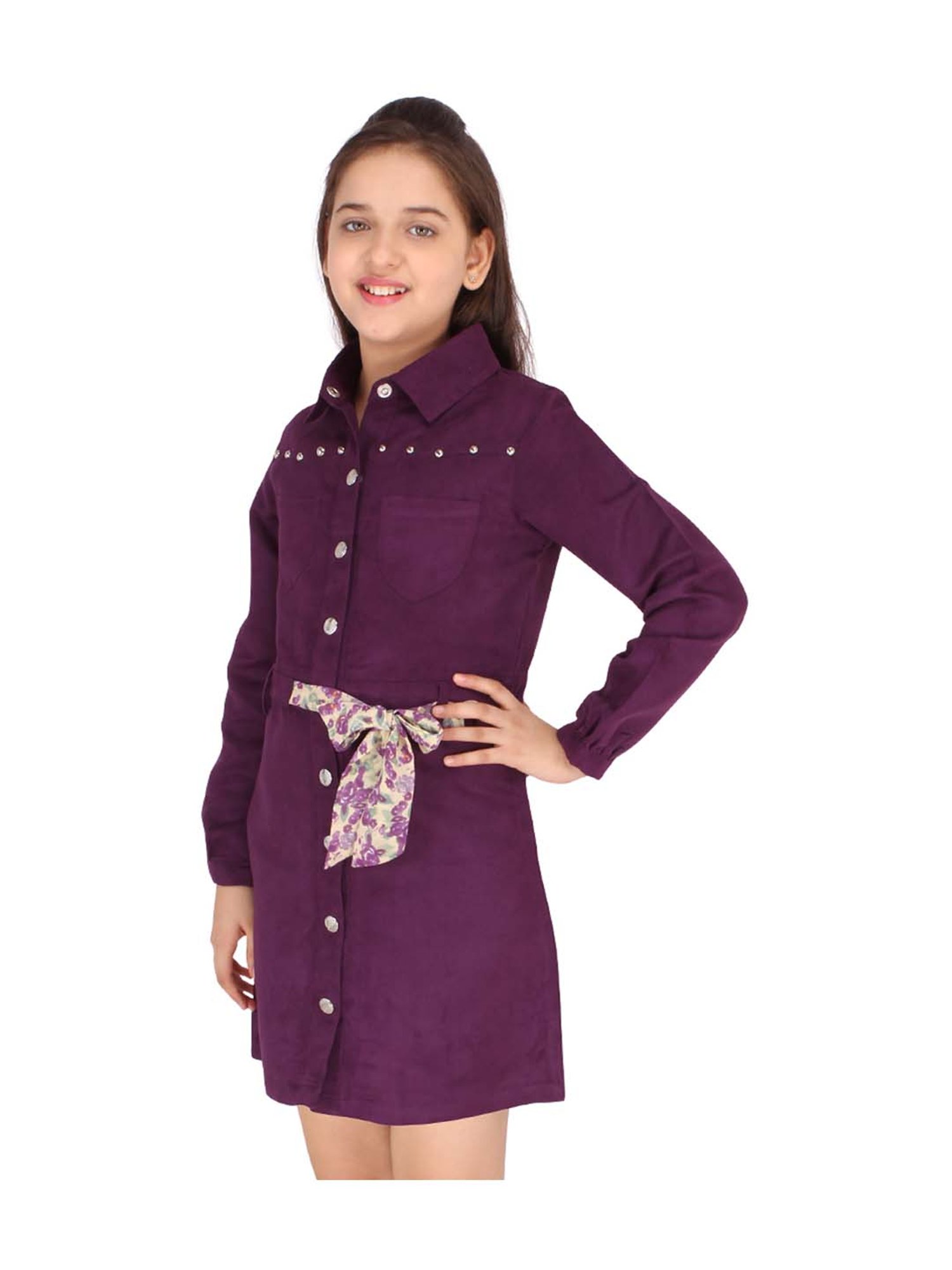 Cutecumber Kids Purple Dress & Belt