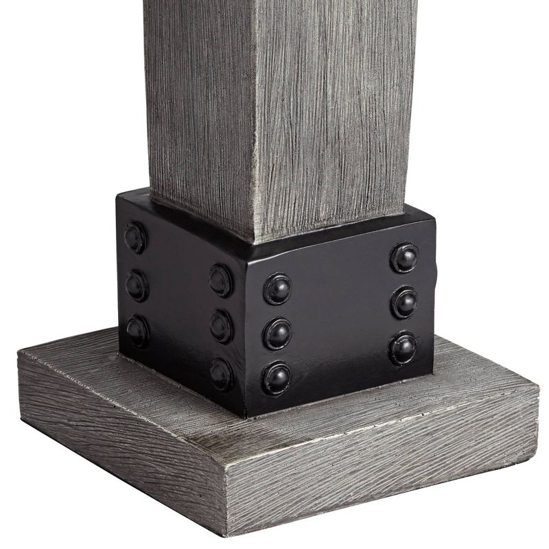 John Timberland Modern Farmhouse Table Lamps Set of 2 LED Gray Wood Dark Metal Rectangular Shade for Living Room Bedroom Bedside