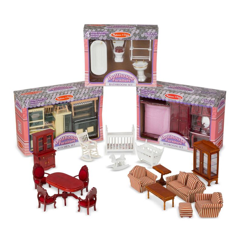 Melissa & Doug Classic Victorian Wooden and Upholstered Dollhouse Furniture (35pc)