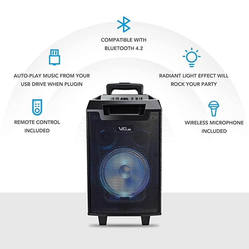 Wireless Karaoke Machine, Portable PA System Bluetooth Speaker with 8'' Subwoofer, Wireless Singing Machine for Home Karaoke, Party, Meeting, Outdoor/Indoor Activities