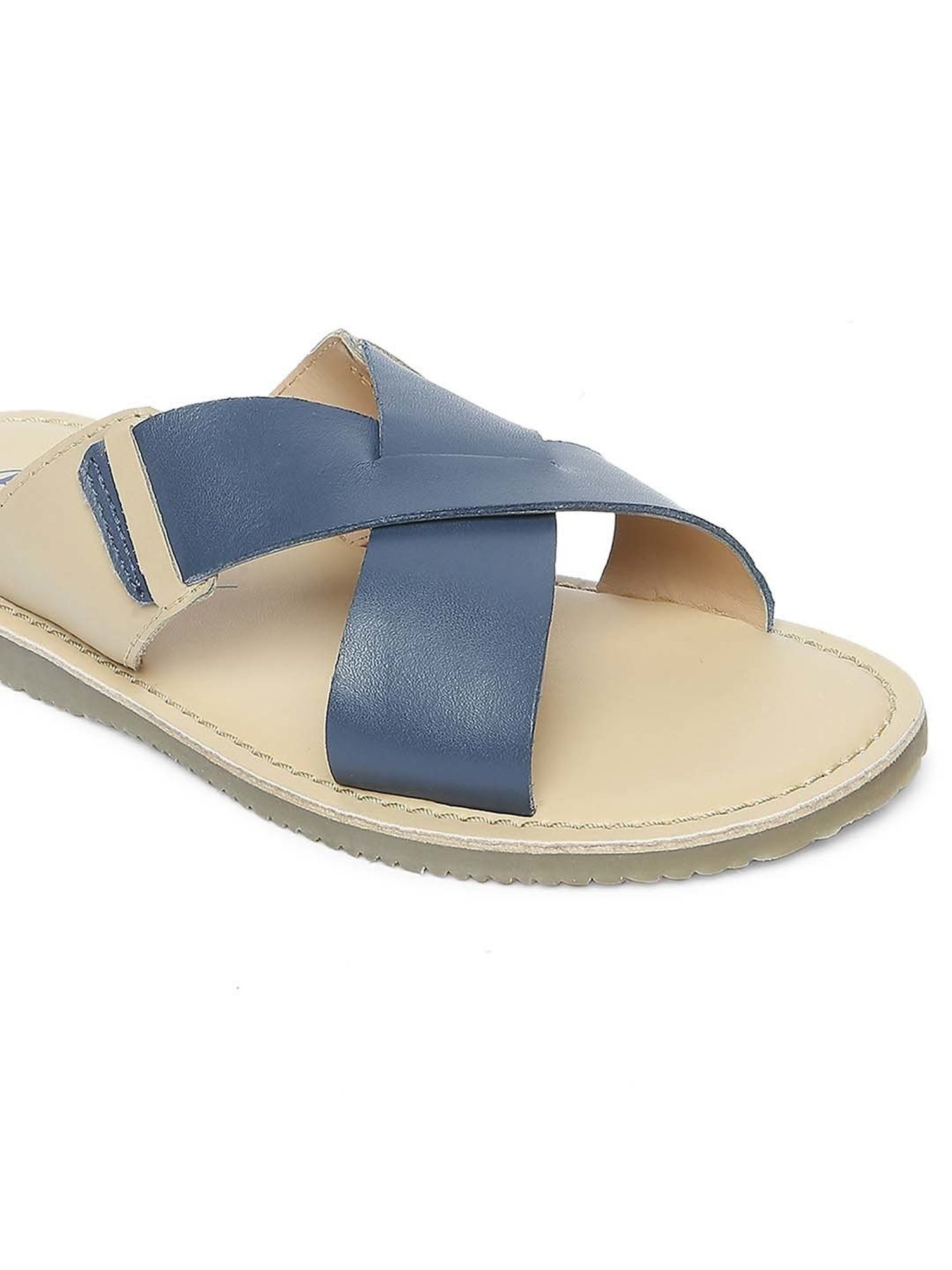 Aria Nica Kids Jeff Beige & Blue Cross Strap Sandals