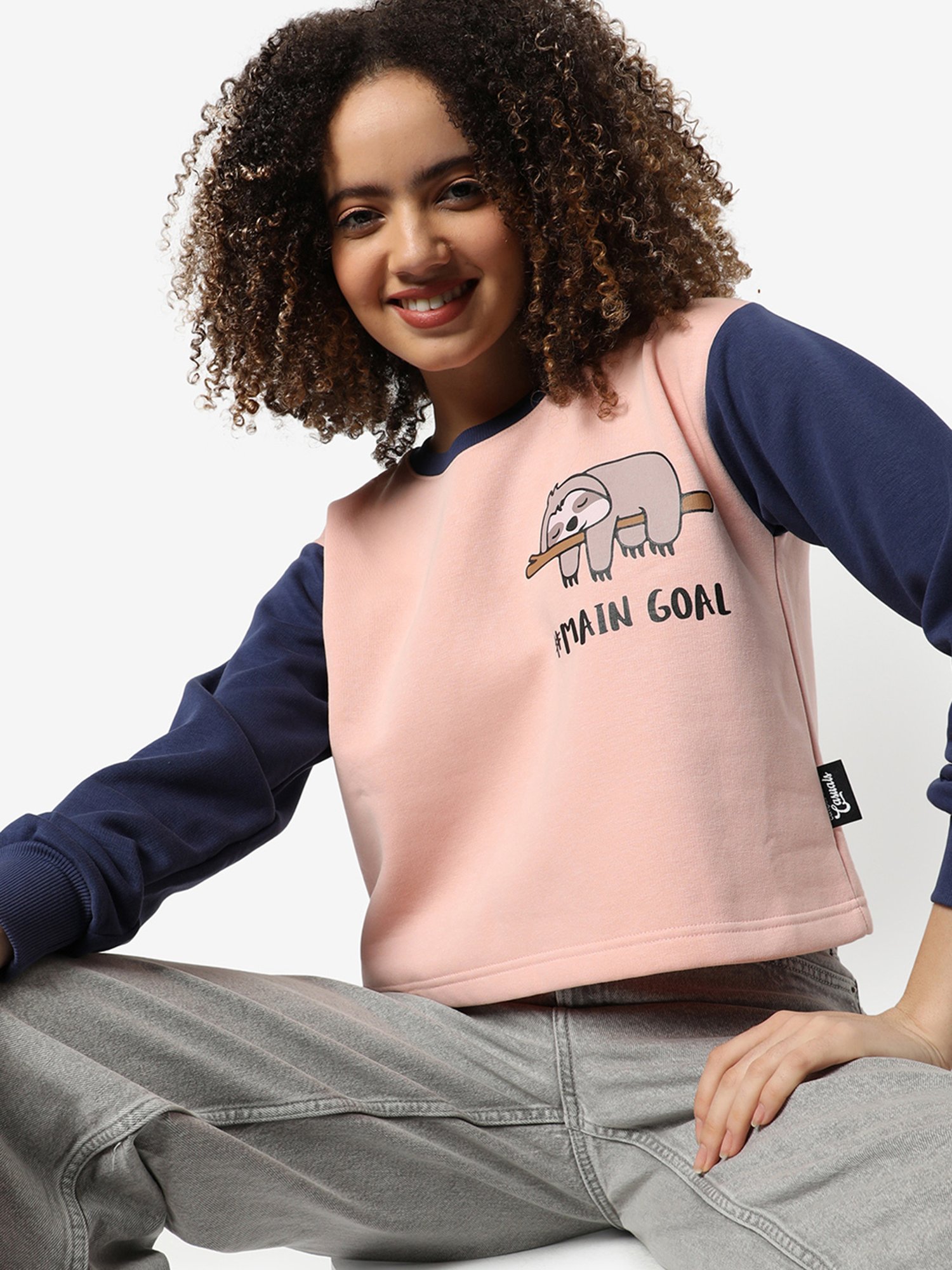 Campus Sutra Pink Cotton Graphic Print T-Shirt