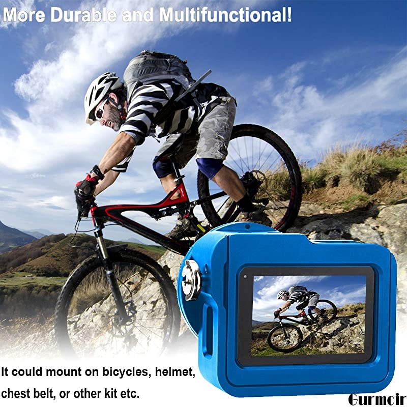 Case Aluminum Alloy Back Door Housing Frame for Gopro Hero 8 Black Action Camera Wire connectable Protective Metal Side Open Shell with 52mm UV Filterfor Gopro Hero 8 Blue