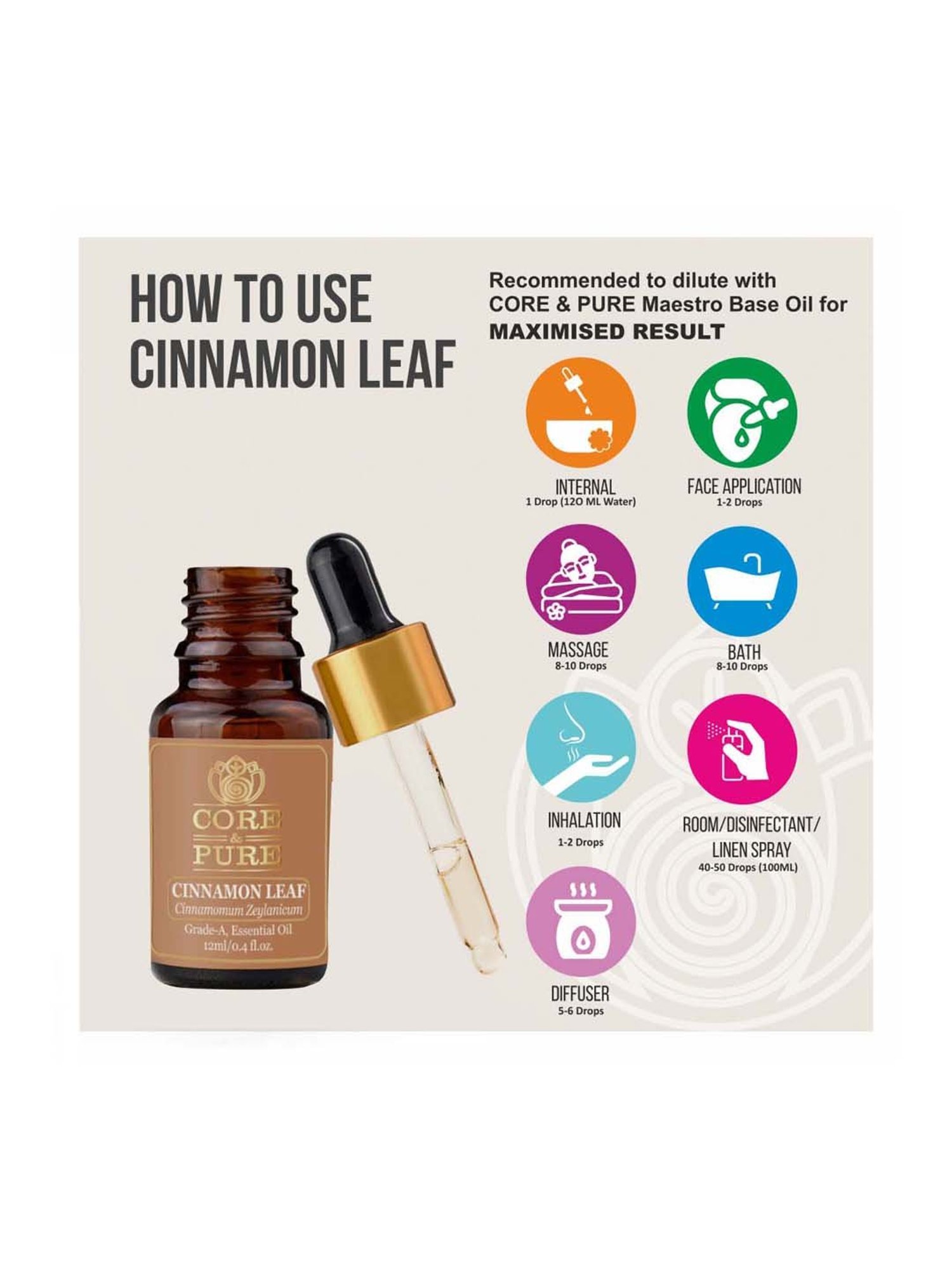 CORE & PURE Cinnamon Leaf Essential Oil - 12 ml