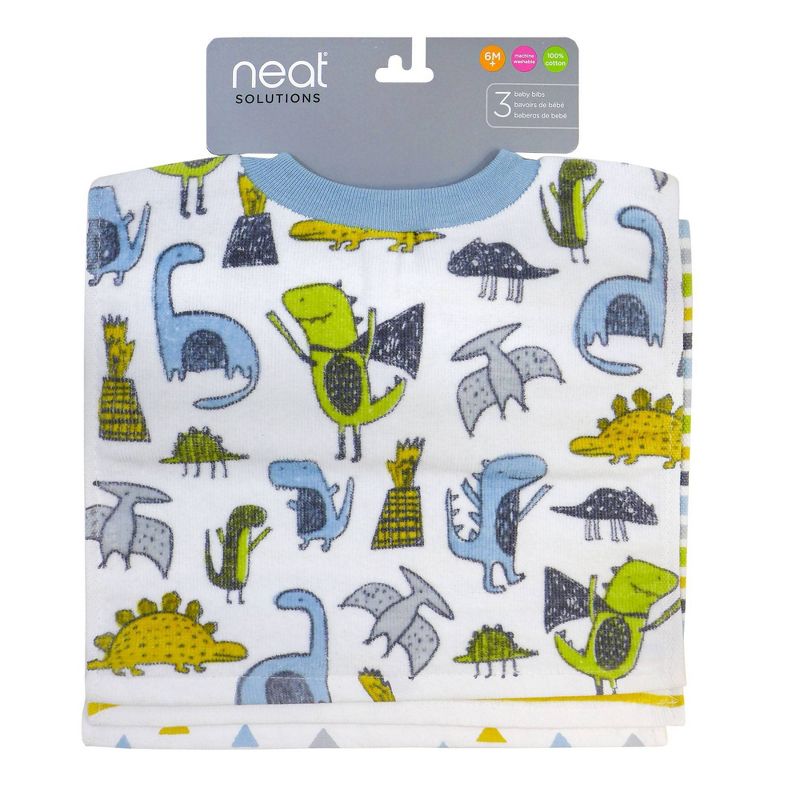 Neat Solutions Printed Pullover Toddler Bib Set Boy - Dinos - 3pk