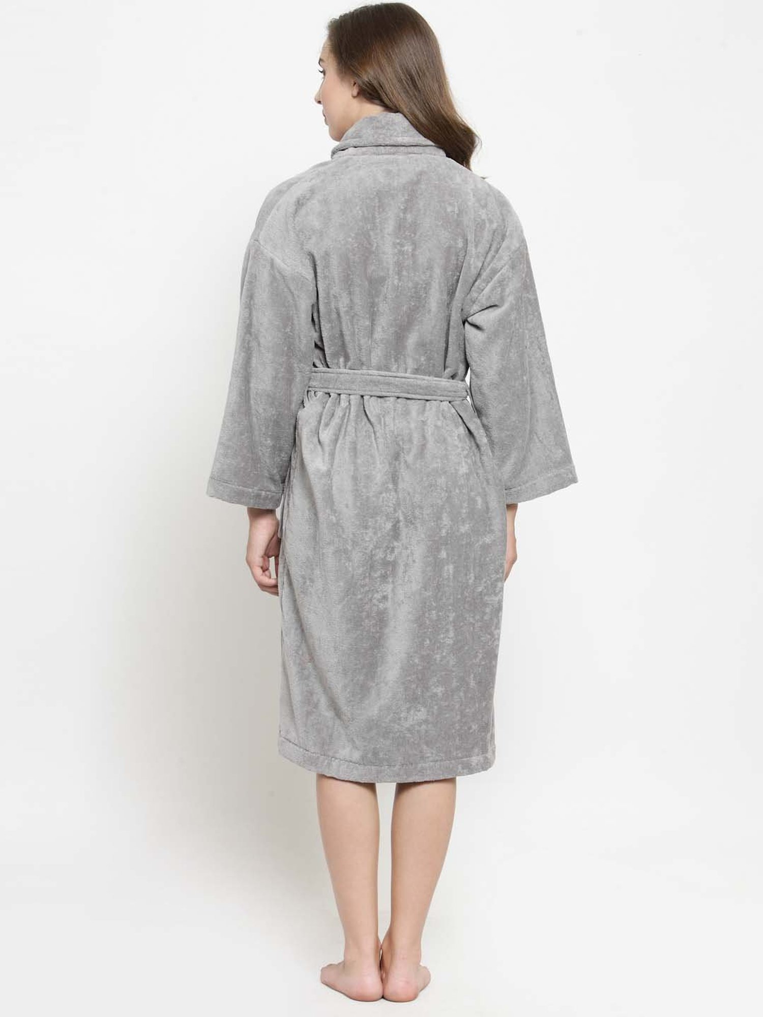 Creeva Everyday Red & Navy 225 GSM Micro Terry Bathrobe with Front Pocket & Kimono Collar