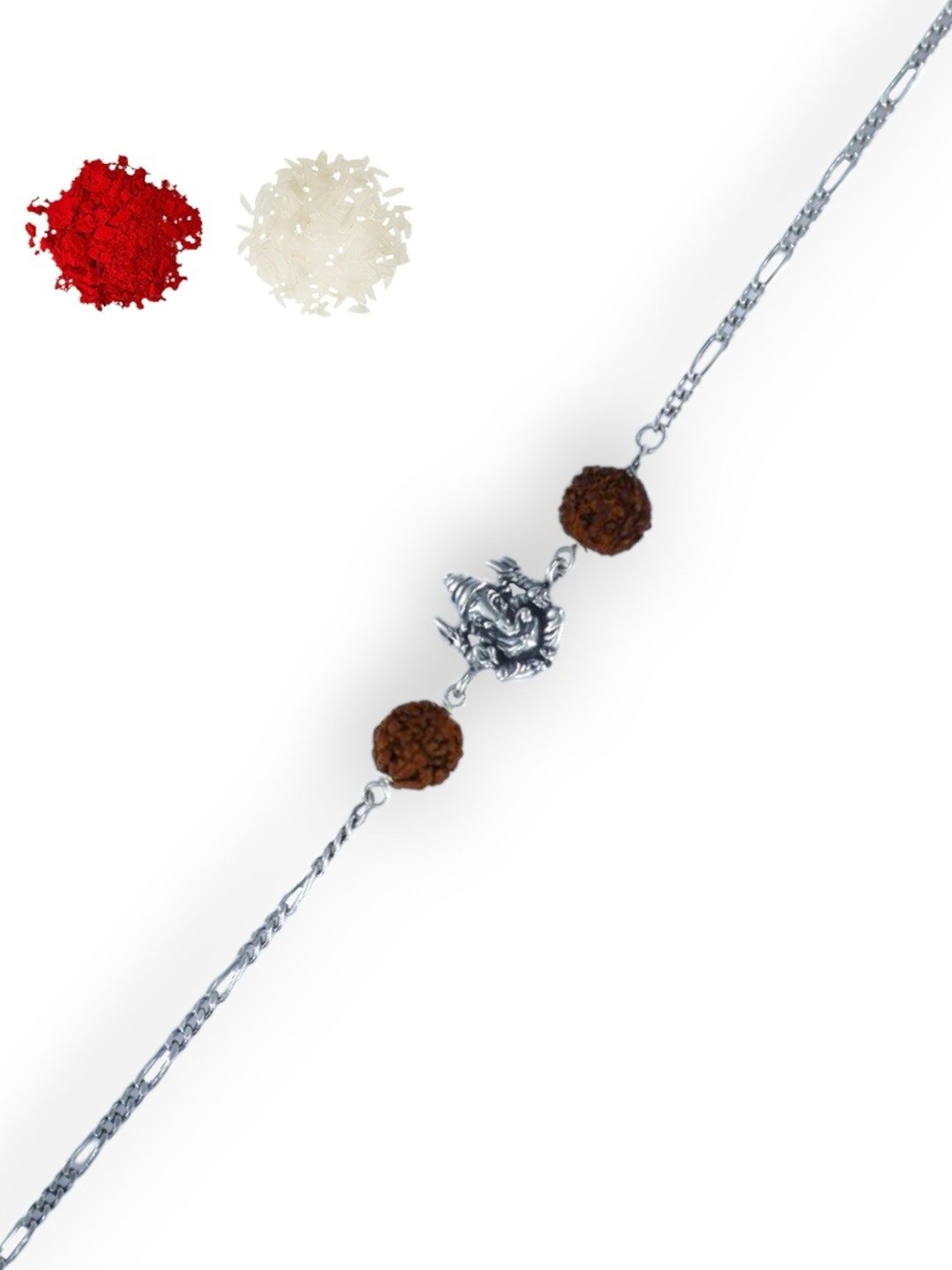 Taraash 92.5 Sterling Silver Ganpati Rakhi for Men