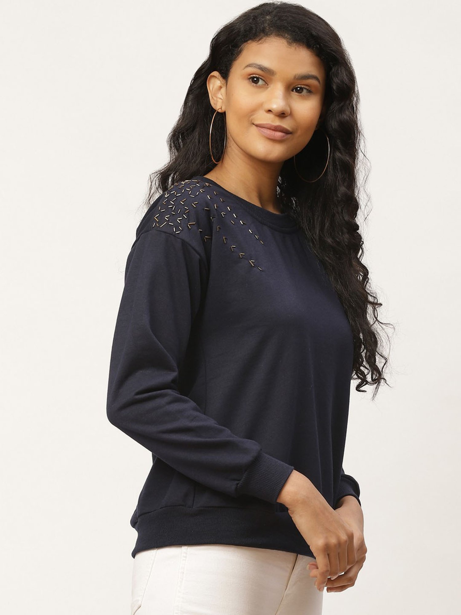 Belle Fille Navy Embellished Sweatshirt