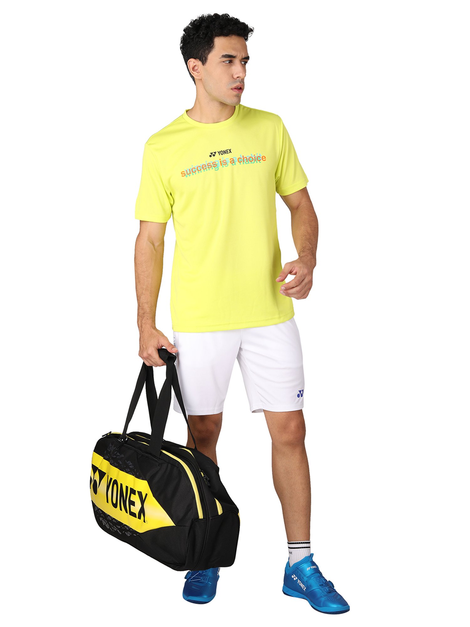 Yonex Lime Yellow Regular Fit Graphic Print Badminton T-Shirt