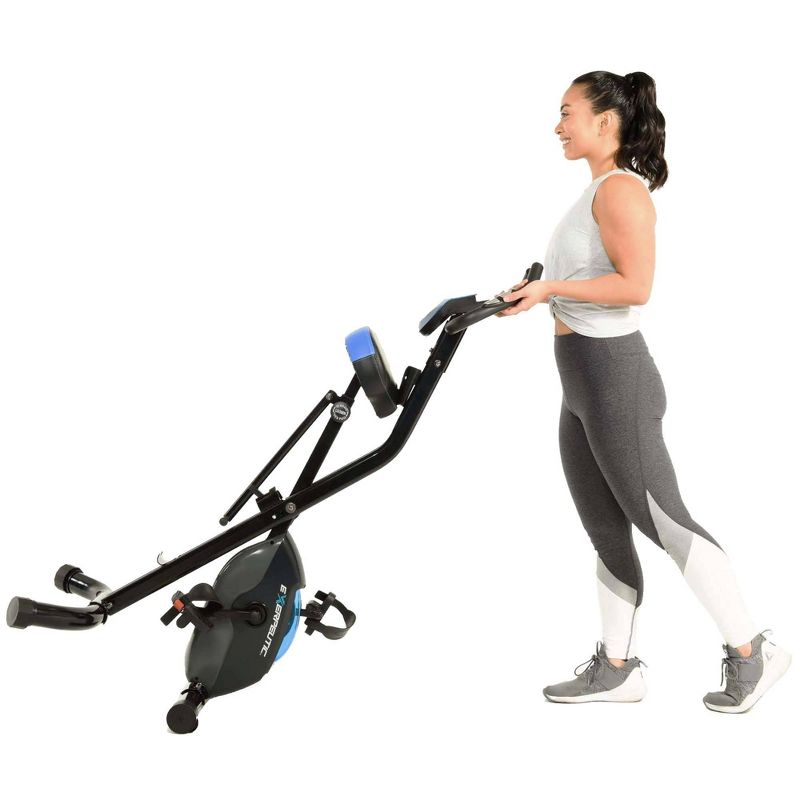 Body Flex Sports Body Rider BRF700 Stationary Full Body Cardio Exercise Upright Fan Bike with Dual Action Handlebars and Adjustable Seat