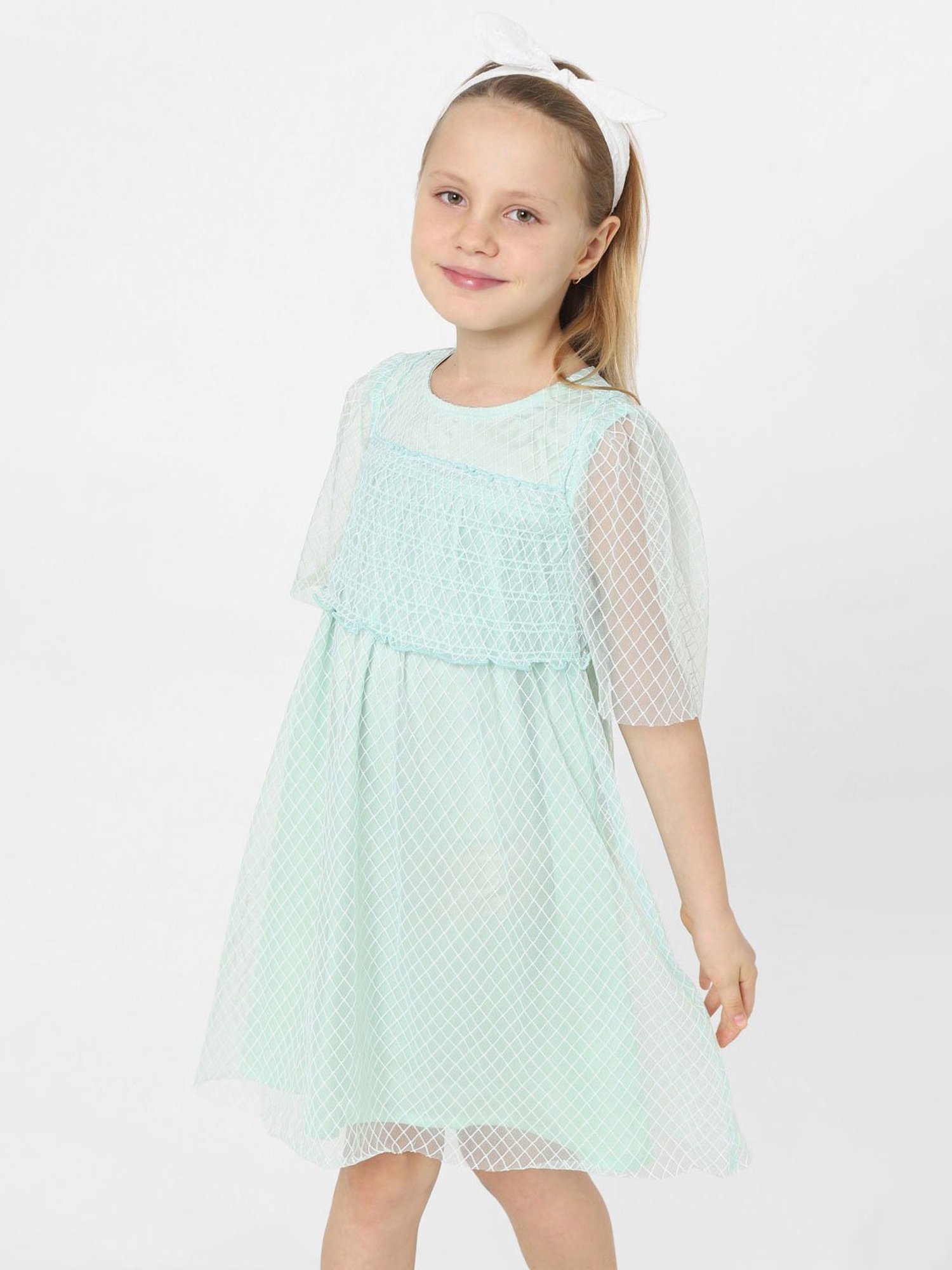 KIDS ONLY Green Self Design Dress