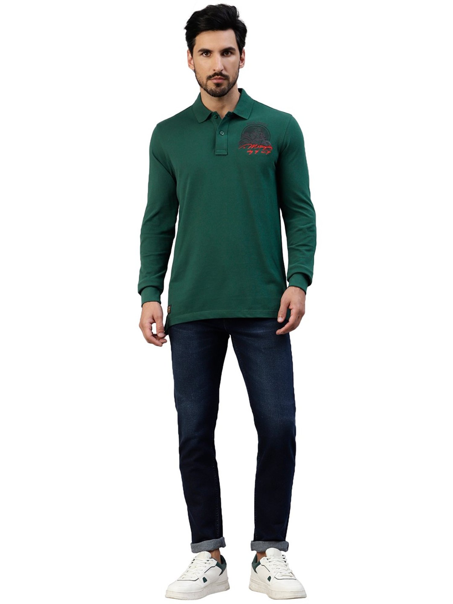Royal Enfield Moto-venture Dark Green Regular Fit Printed Polo T-Shirt