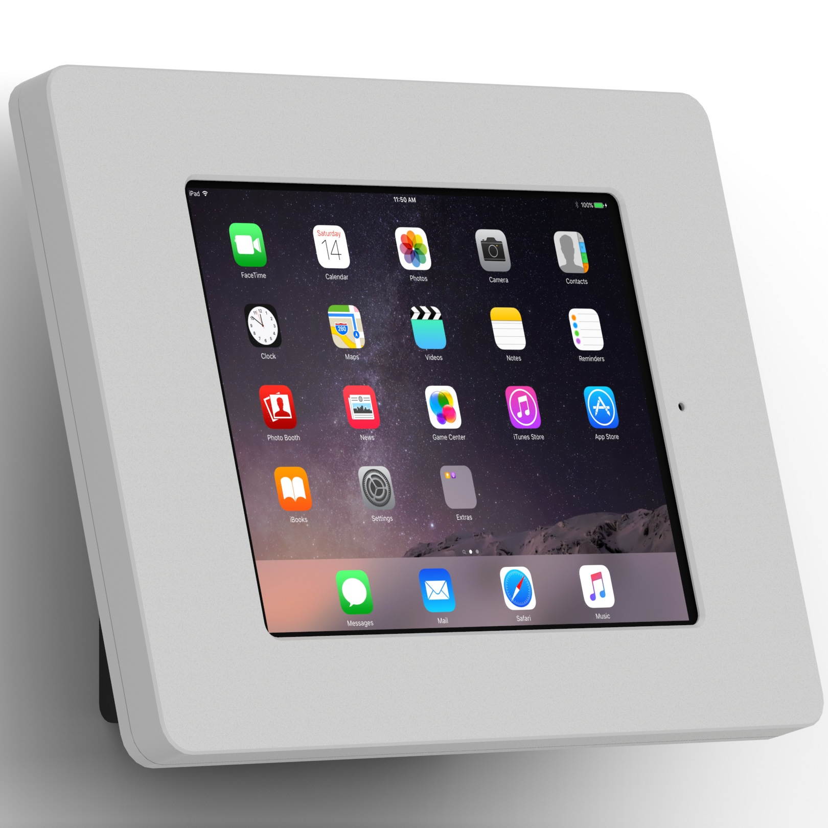 VidaMount Light Grey Home Button Covered Enclosure and Fixed Tilted 15&deg; Wall Mount [Bundle] compatible with iPad Mini 4 & 5