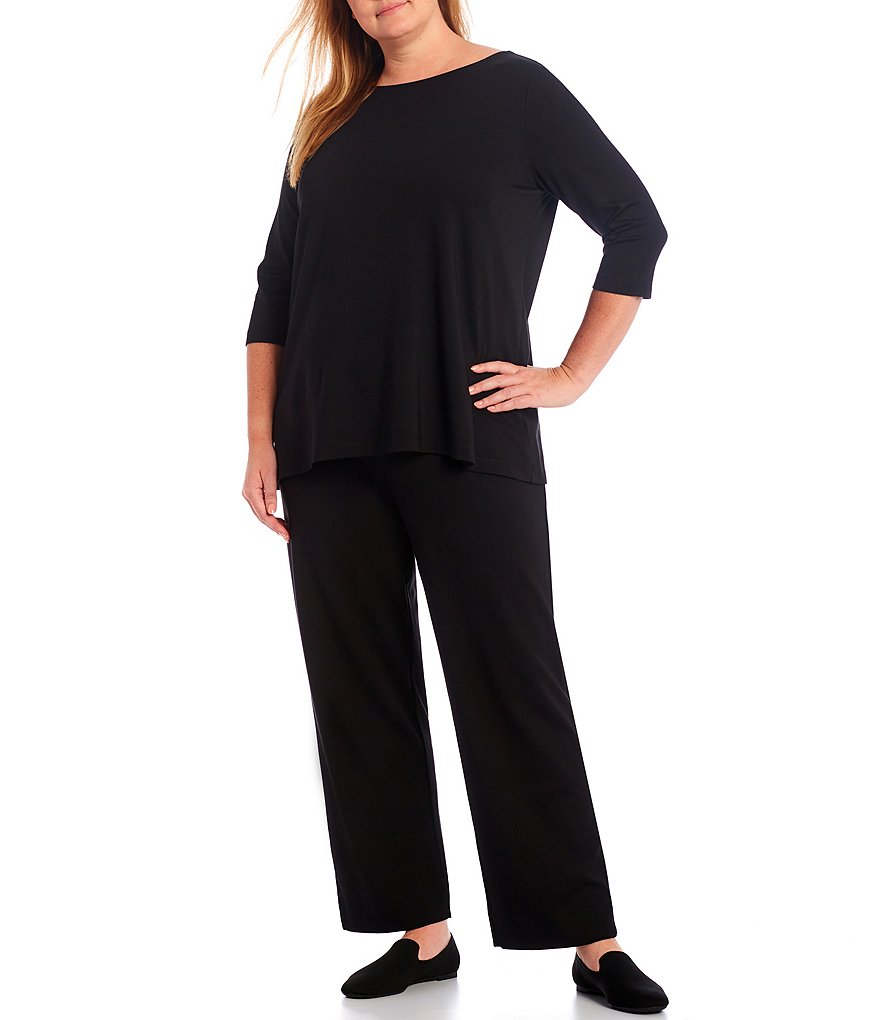 Bryn Walker Plus Size Piera Ponti Elbow 3/4 Sleeve Boat Neck Shirt