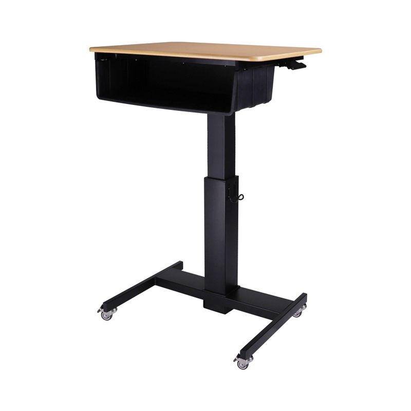 28" Height Adjustable Mobile School Standing Desk with Book Box Natural - Rocelco
