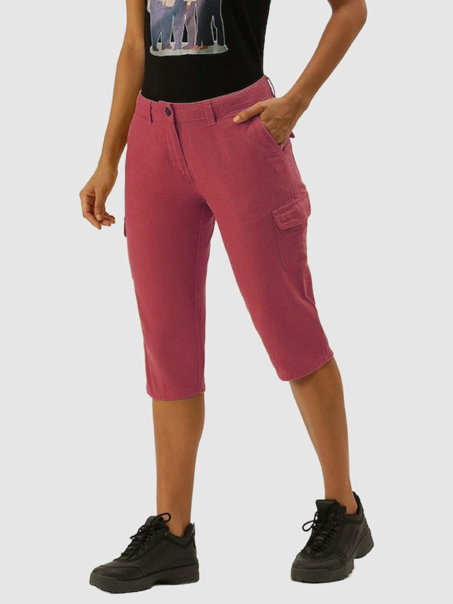 IVOC Light Purple Cotton Mid Rise Capris