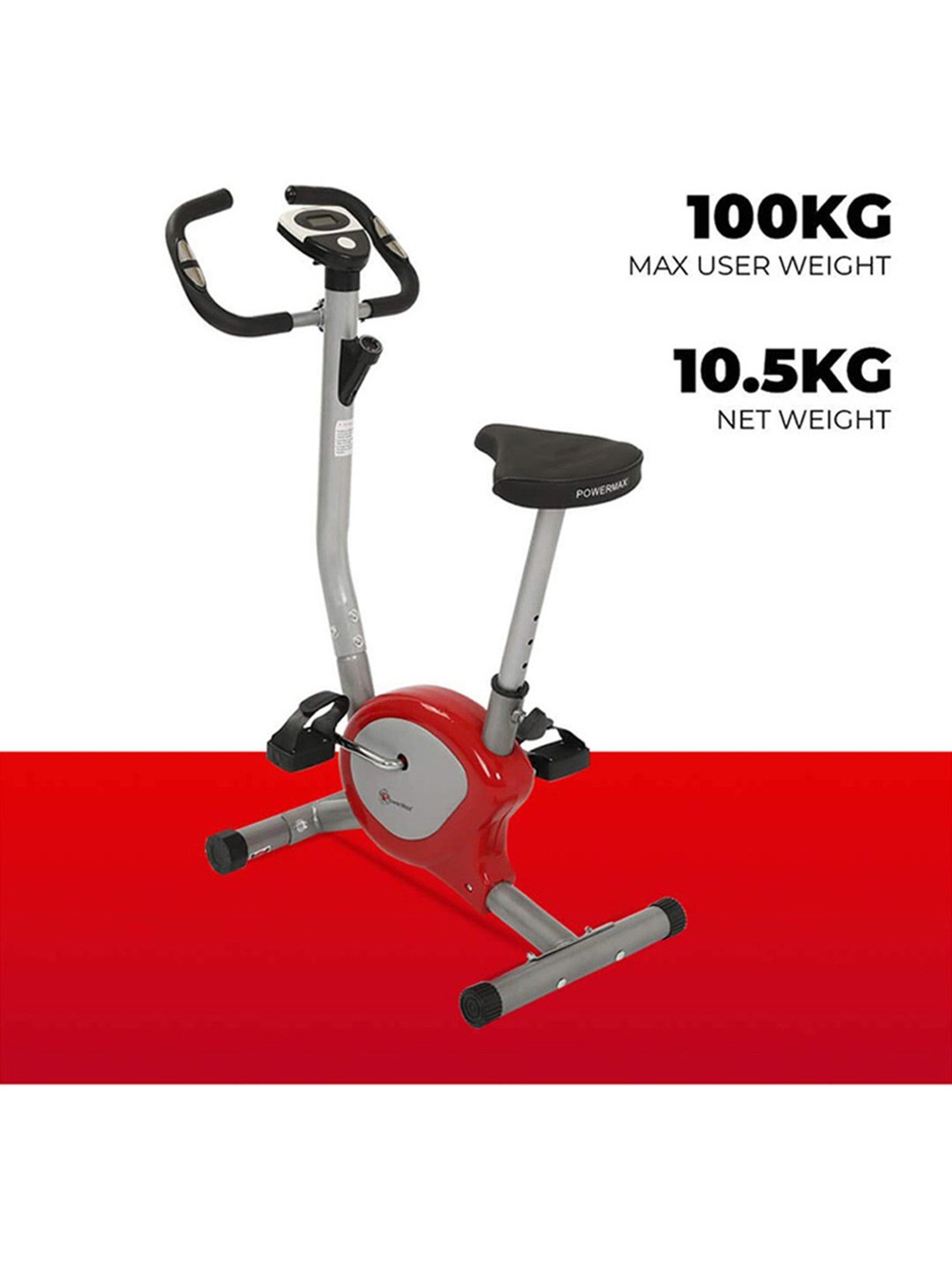 PowerMax Fitness BU-200-NX121 Upright Bike (Grey)