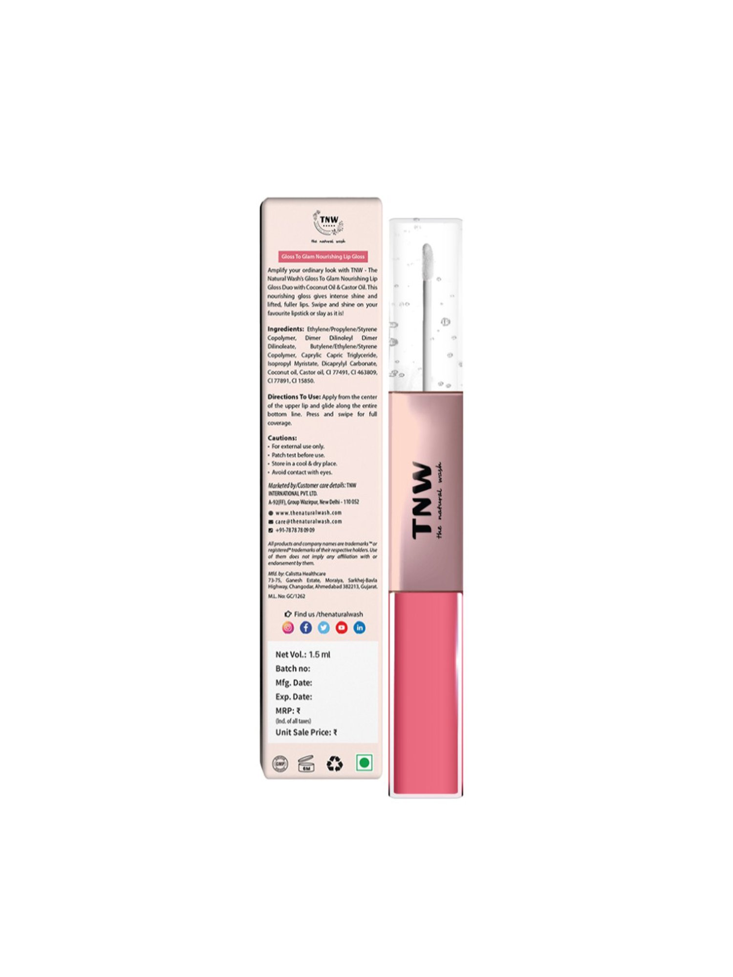 TNW-The Natural Wash Gloss To Glam Nourishing Lip Gloss Duo Raindrop-Slush - 3 ml