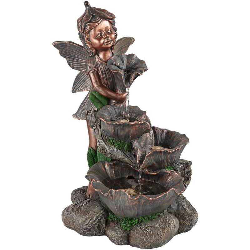 John Timberland Outdoor Cascading Water Fountain with Light LED 24" High Fairy for Garden Patio Yard Deck Home Lawn Porch House