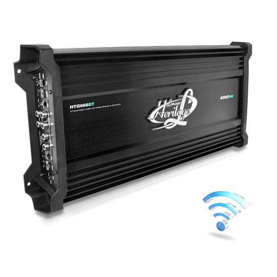 Lanzar HTG668BT 4000 Watt 6 Channel Mosfet Amplifier with Wireless Bluetooth Audio Interface