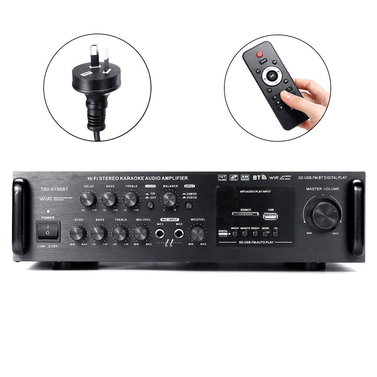 2000W Home Car Amplifier Stereo bluetooth Subwoofer Music Audio Amplifier FM USB SD Karaoke KTV Home Theater Sound System