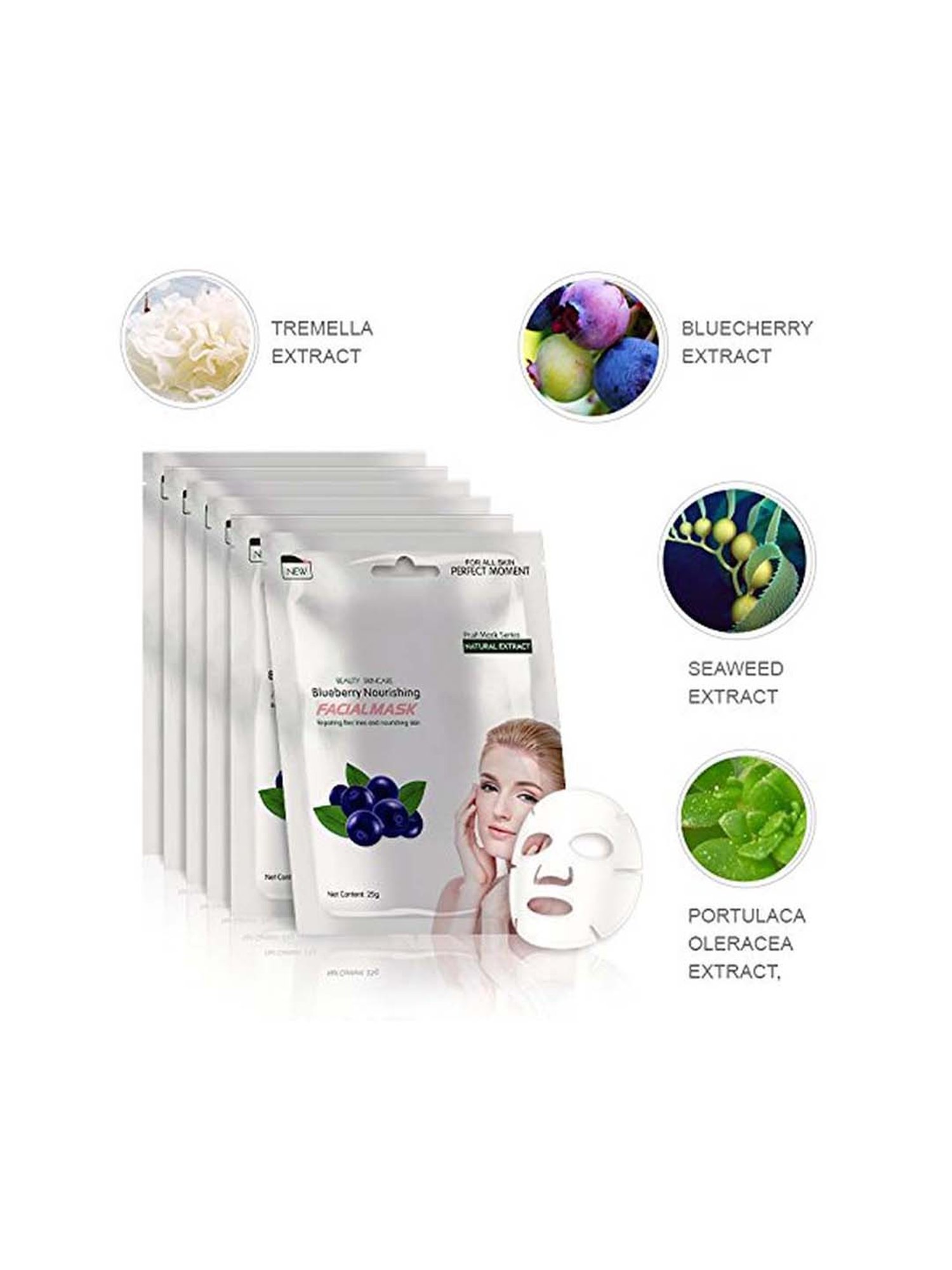 MONDSUB Blueberry Nourishing Sheet Masks (Pack of 5) - 25 gm Each